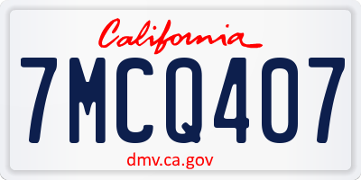 CA license plate 7MCQ407