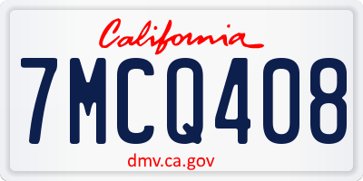CA license plate 7MCQ408