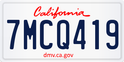 CA license plate 7MCQ419
