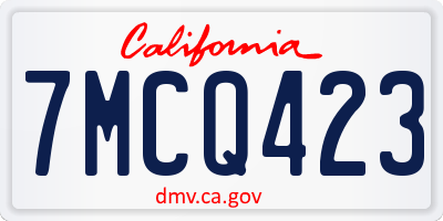 CA license plate 7MCQ423