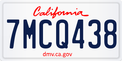 CA license plate 7MCQ438