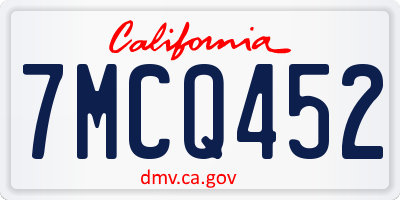CA license plate 7MCQ452