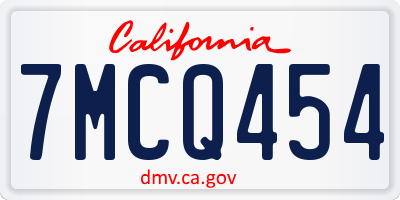 CA license plate 7MCQ454