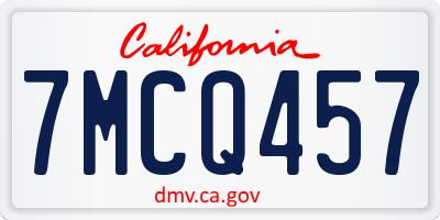 CA license plate 7MCQ457
