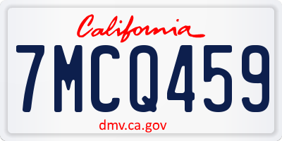 CA license plate 7MCQ459