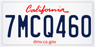 CA license plate 7MCQ460