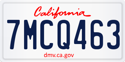 CA license plate 7MCQ463