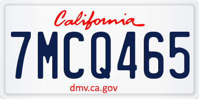 CA license plate 7MCQ465