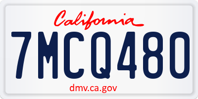 CA license plate 7MCQ480