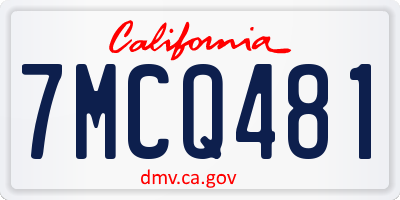 CA license plate 7MCQ481
