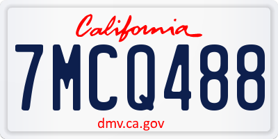 CA license plate 7MCQ488