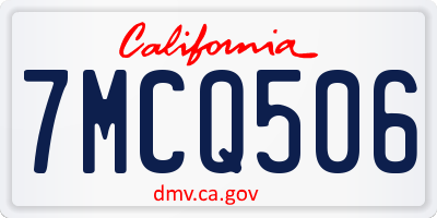 CA license plate 7MCQ506