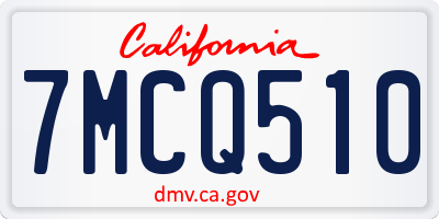 CA license plate 7MCQ510