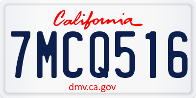 CA license plate 7MCQ516