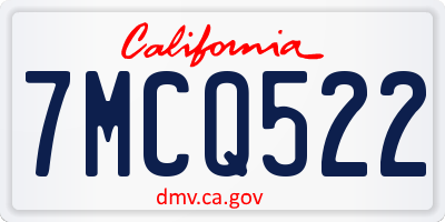 CA license plate 7MCQ522