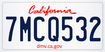 CA license plate 7MCQ532