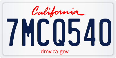 CA license plate 7MCQ540