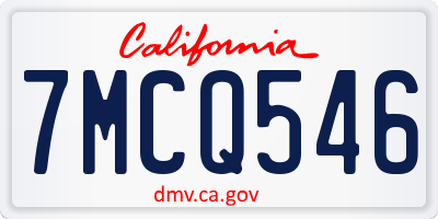 CA license plate 7MCQ546
