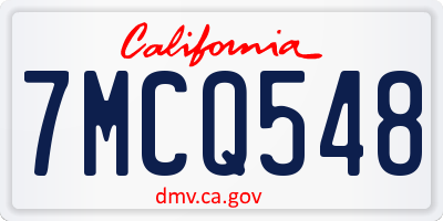 CA license plate 7MCQ548