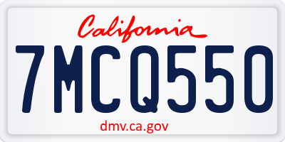 CA license plate 7MCQ550