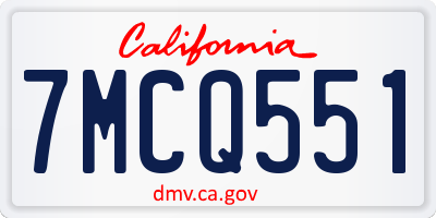 CA license plate 7MCQ551