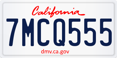 CA license plate 7MCQ555