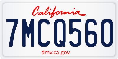 CA license plate 7MCQ560
