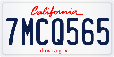 CA license plate 7MCQ565