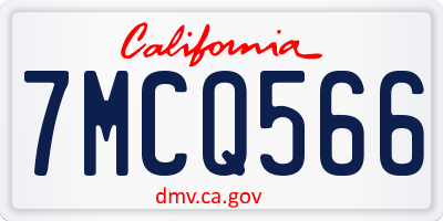 CA license plate 7MCQ566