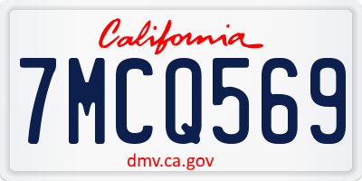 CA license plate 7MCQ569