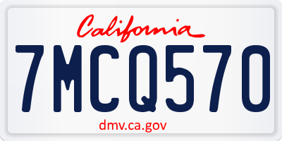 CA license plate 7MCQ570