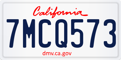 CA license plate 7MCQ573