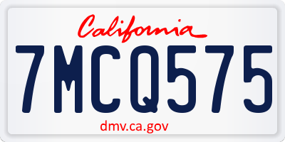 CA license plate 7MCQ575