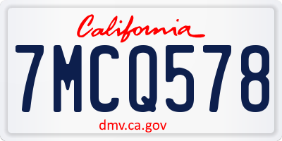CA license plate 7MCQ578
