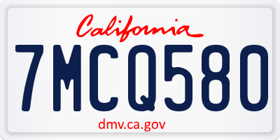 CA license plate 7MCQ580