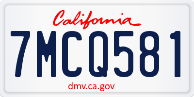 CA license plate 7MCQ581