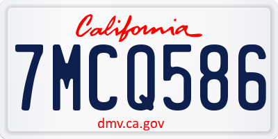 CA license plate 7MCQ586
