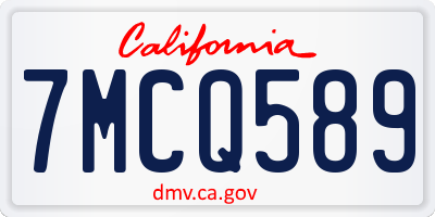 CA license plate 7MCQ589