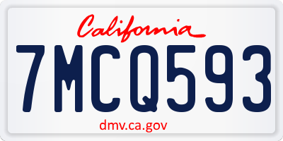 CA license plate 7MCQ593