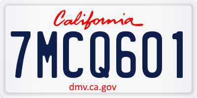 CA license plate 7MCQ601