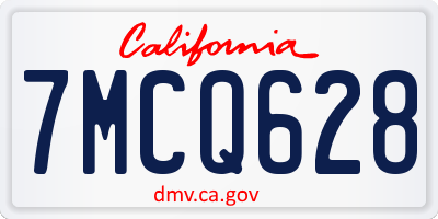 CA license plate 7MCQ628