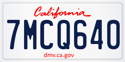 CA license plate 7MCQ640