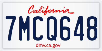 CA license plate 7MCQ648