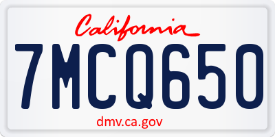 CA license plate 7MCQ650