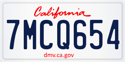 CA license plate 7MCQ654