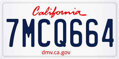 CA license plate 7MCQ664