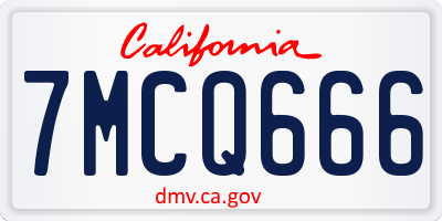 CA license plate 7MCQ666