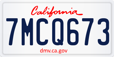 CA license plate 7MCQ673