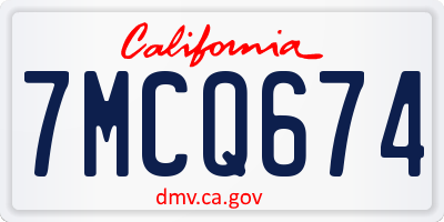 CA license plate 7MCQ674