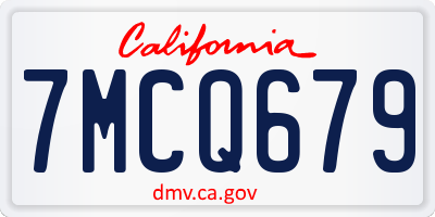 CA license plate 7MCQ679